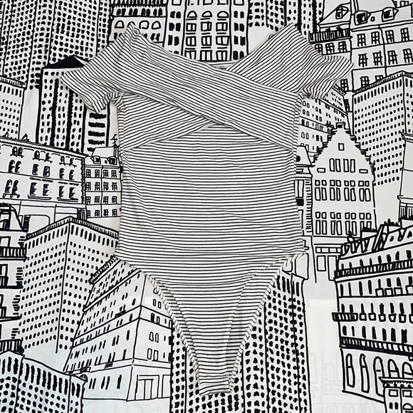 Striped Wrap Bodysuit - Picture 1 of 4